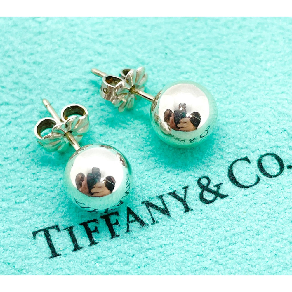 Tiffany & Co. HardWear 8mm Bead Ball Earrings Sterling Silver w/ Pouch